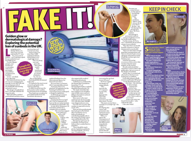 marie claire sunbed ban